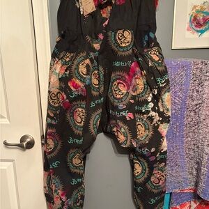 Bohemian Black Multicolor Harem pants